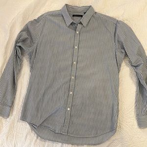 Theory Vertical Stripe Long Sleeve Button Up Shirt Size Large